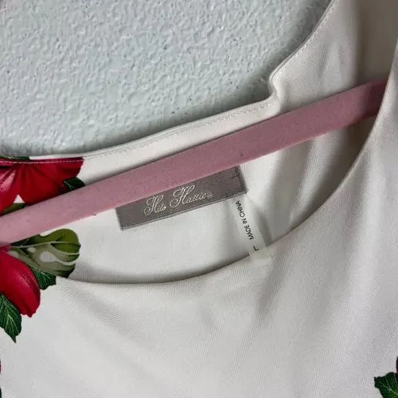Hilo Hattie Cream Hawaiian Floral Silk Midi Dress Size L NWT - Picture 5 of 7
